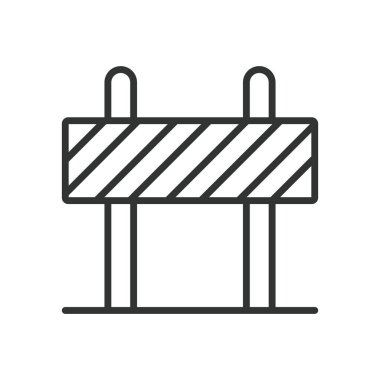 Yapım aşamasında, dizayn aşamasında bir ikon. İnşaat, inşaat alanı, uyarı işareti, inşaat işi, yol çalışması işareti, beyaz arka plan vektörüne imza. Yapılandırılabilir vuruş simgesi altında.