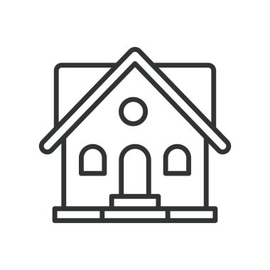 Villa, tasarım simgesi. Villa, lüks ev, modern villa, malikane, gayrimenkul, konut binası, beyaz arka planda mimari. Villa değiştirilebilir vuruş simgesi