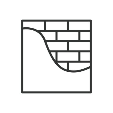 Sıva, çizgi tasarımı ikonu. Sıva, duvar sıvası, inşaat, alçı işi, duvar kaplaması, beton sıva, arka planda yenileme. Düzenlenebilir vuruş simgesi yapıştırılıyor