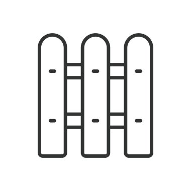 Çit, çizgi tasarımı ikonu. Çit, sınır, duvar, kapı, güvenlik, koruma, bariyer, beyaz arkaplan vektörü Çit düzenlenebilir vuruş simgesi üzerine muhafaza