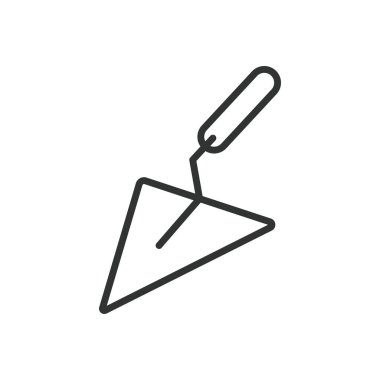 Trowel, tasarım ikonu. Mala, alet, inşaat, duvar ustası, el aleti, sıva, beyaz arka plan vektörüne tuğla döşeme. Trowel düzenlenebilir vuruş simgesi