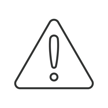 Uyarı işareti, satır tasarımı simgesi. Uyarı işareti, uyarı, uyarı, tehlike, tehlike, güvenlik, beyaz arka plan vektörüne dikkat. Düzenlenebilir vuruş simgesini uyar