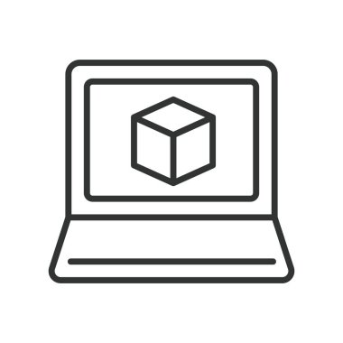 CAD, çizgi tasarımı simgesi. CAD, bilgisayar destekli tasarım, taslak, 3D modelleme, mimari, mühendislik, beyaz arka plan vektörü üzerine tasarım yazılımı. CAD düzenlenebilir vuruş simgesi