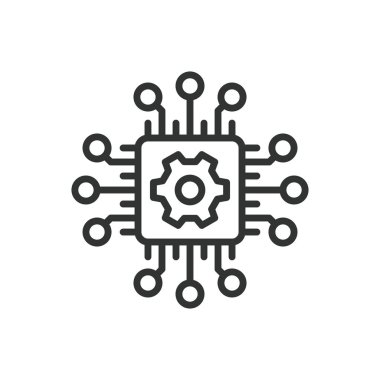 Teknoloji, çizgi tasarımı ikonu. Teknoloji, dijital, yenilik, ağ, yapay zeka, otomasyon, beyaz arkaplan vektörü Teknoloji düzenlenebilir vuruş simgesi hesaplama