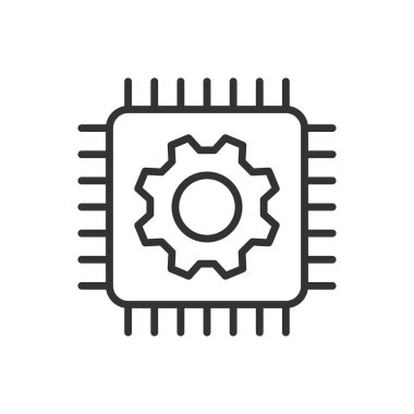 Bilgisayar Teknolojisi, çizgi tasarımı ikonu. Bilgisayar teknolojisi, teknoloji, bilgisayar, yenilik, bilişim, donanım, beyaz arkaplan vektörü üzerine yazılım. Bilgisayar Teknolojisi, düzenlenebilir vuruş simgesi