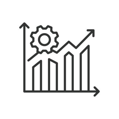 İyimserleştirme, satır tasarımı simgesi. İyimserleştirme, verimlilik, iyileştirme, performans, iyileştirme, süreç, beyaz arkaplan vektörü üzerinde verimlilik düzenlenebilir vuruş simgesi optimizasyonu