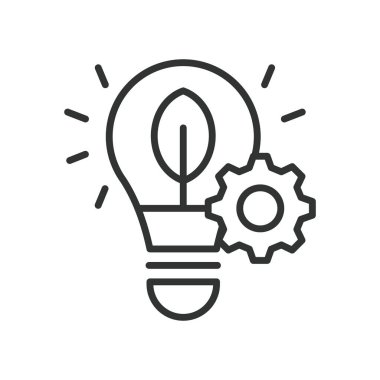 Enerji tasarrufu, satır tasarımı simgesi. Verimlilik, güç tasarrufu, elektrik kesintisi, çevre dostu, sürdürülebilirlik, beyaz arka plan vektöründe yeşil enerji. Enerji Kaydetme, düzenlenebilir vuruş simgesi