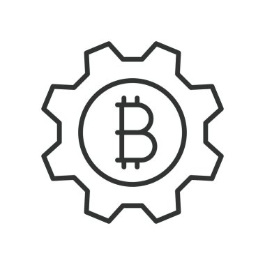 Kripto para birimi, satır dizaynı simgesi. Kripto para birimi, Bitcoin, Ethereum, Blockchain, Dijital para birimi, Token, Crypto cüzdanı beyaz arka plan vektörü. Şifreleme para birimi düzenlenebilir vuruş simgesi