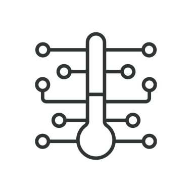 Akıllı HVAC, satır tasarımı simgesi. Akıllı HVAC, ısıtma, havalandırma, akıllı termostat, beyaz arka plan vektöründe IoT HVAC. Akıllı HVAC, satır tasarımı simgesi, düzenlenebilir vuruş simgesi