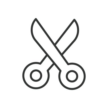 Makas, çizgi tasarımı ikonu. Makas, makas, bıçak, alet, keskin, saç kesimi, beyaz arka plan vektörü makas üzerinde makas düzenlenebilir vuruş simgesi