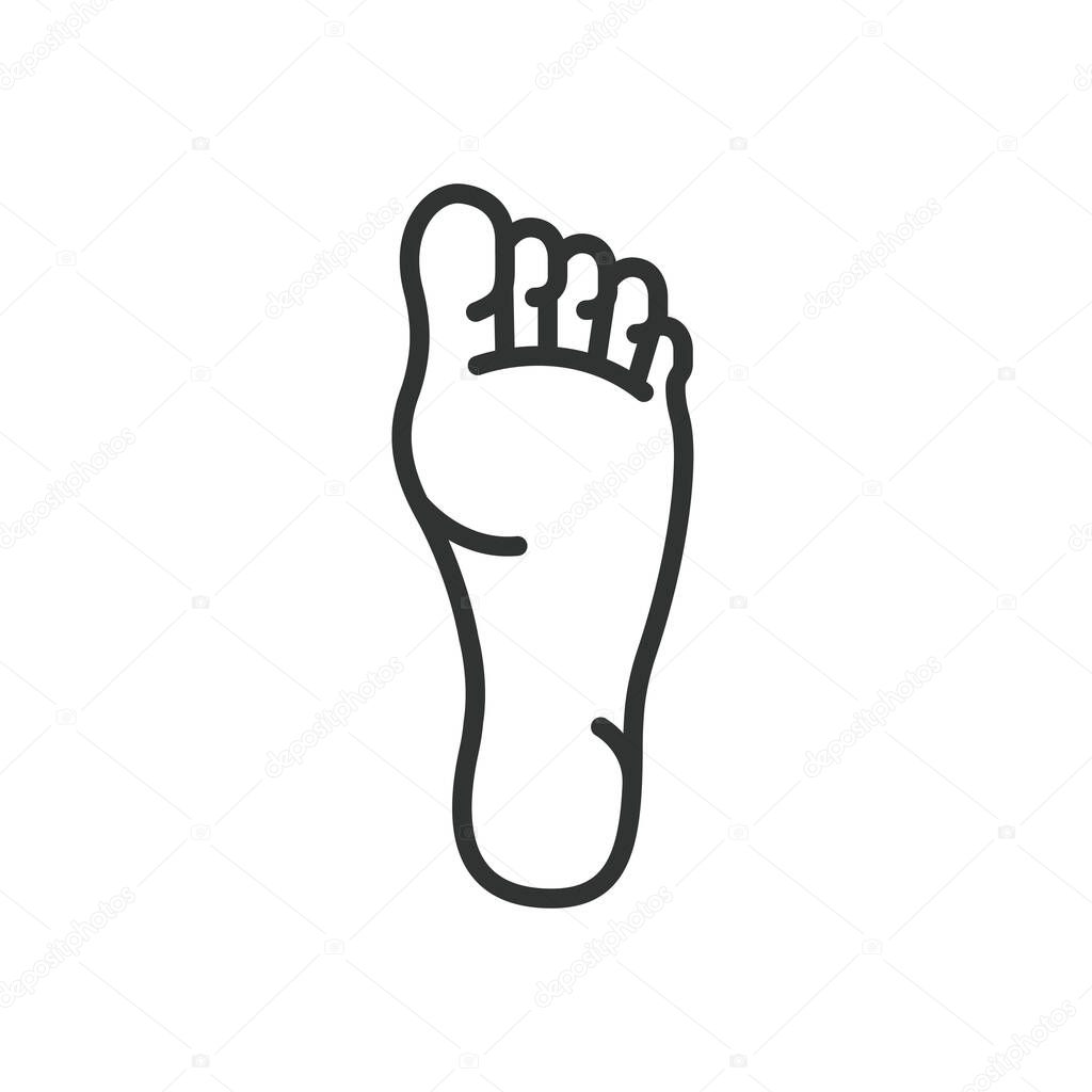 Foot, icon in line design. Foot, feet, footprint, heel, toe, sole, anatomy on white background vector Foot editable stroke icon