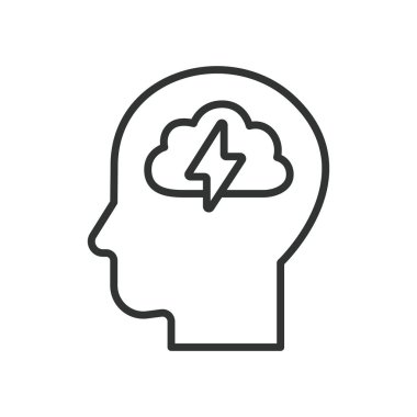 Anksiyete, çizgi tasarımı ikonu. Endişe, stres, endişe, endişe, korku, akıl sağlığı, beyaz arka planda panik. Düzenlenebilir endişe simgesi