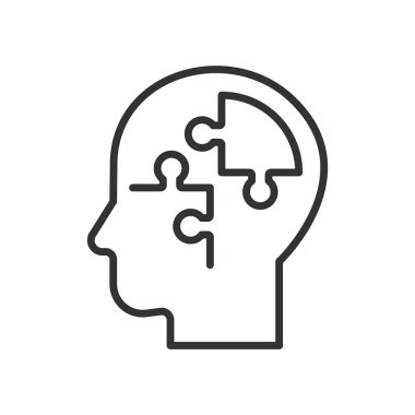 İç Mantık, çizgi tasarımı ikonu. İç mantık, muhakeme, akıl, yapı, düşünce süreci, zeka, beyaz arka plan vektörü analizi. İç Mantık, düzenlenebilir vuruş simgesi