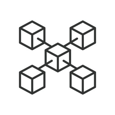 Düğüm, satır tasarımı simgesi. Düğüm, blockchain düğümü, ağ düğümü, kripto para birimi düğümü, merkezi olmayan düğüm, düğüm ağı, beyaz arkaplan vektöründeki peer-peer düğümü. Düğüm, düzenlenebilir vuruş simgesi