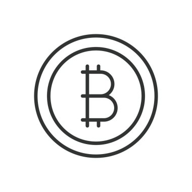 Kripto para birimi, satır dizaynı simgesi. Kripto para birimi, kripto, dijital para birimi, beyaz arkaplan vektöründeki engelleme para birimi. Şifreleme para birimi, düzenlenebilir vuruş simgesi