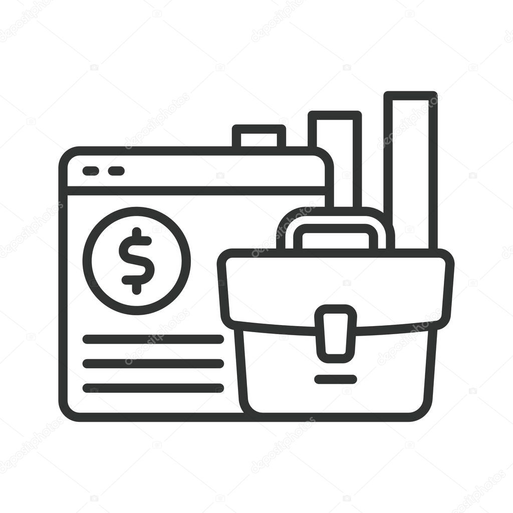 Portfolio, icon in line design. Portfolio, investment portfolio, financial portfolio, financial planning, investment strategy on white background vector. Portfolio, editable stroke icon.