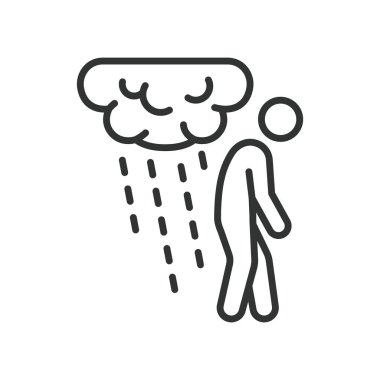 Pasiflik, çizgi tasarımı ikonu. Pasiflik, ilgisizlik, kayıtsızlık, durağanlık, hareketsizlik, motivasyon eksikliği, beyaz arka plan vektöründe kopukluk. Pasiflik düzenlenebilir vuruş simgesi