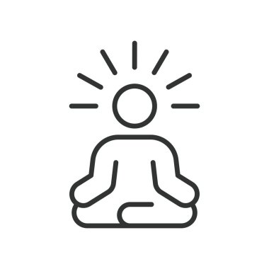 Farkındalık, çizgi tasarımı ikonu. Farkındalık, meditasyon, farkındalık, odak, varlık, berraklık, Zen beyaz arkaplan vektörü Farklılık düzenlenebilir vuruş simgesi