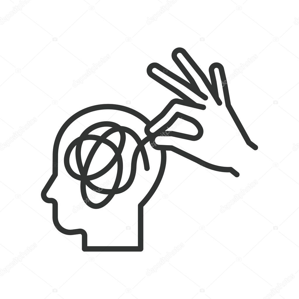 Psychotherapy, icon in line design. Psychotherapy, mental health, therapy, psychological help, counselor, emotional healing, talk therapy on white background vector. Psychotherapy, editable stroke