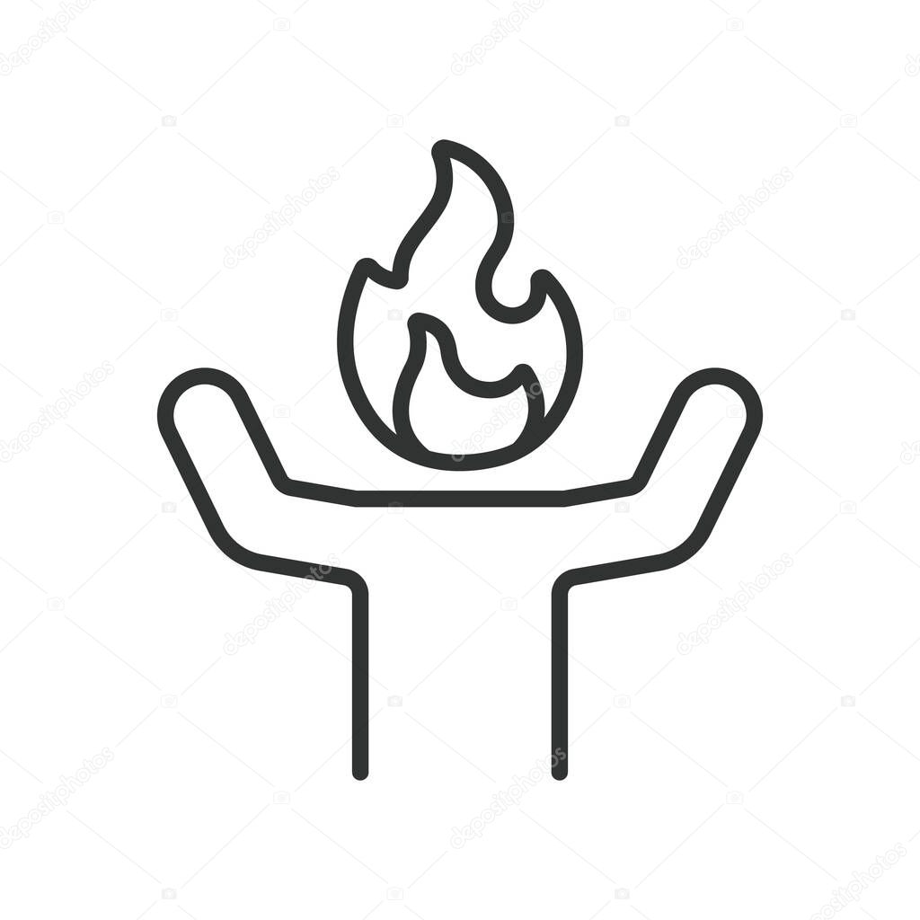 Occupational burnout, icon in line design. Occupational burnout, work stress, exhaustion, overwork, job strain on white background vector. Occupational burnout, editable stroke icon