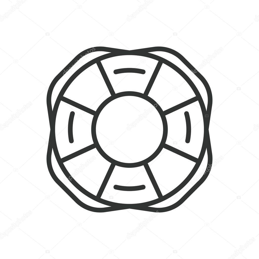 Life buoy, icon in line design. Life buoy, lifebuoy, lifesaver, rescue ring, flotation device, emergency, safety on white background vector. Life buoy editable stroke icon
