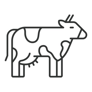 İnek, çizgi tasarımı ikonu. İnek, sığır, süt, süt, çiftlik, sığır, hayvancılık beyaz arkaplan vektörü İnek düzenlenebilir simgesi