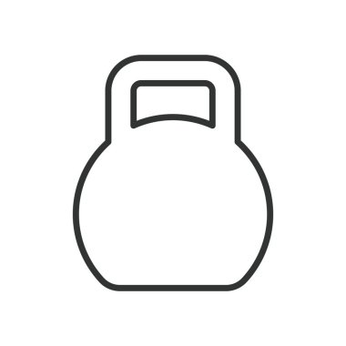 Ağırlık, çizgi tasarımı ikonu. Ağırlık, ölçek, ölçü, denge, kilogram, pound, beyaz arka plan vektöründe vücut ağırlığı. Ağırlık düzenlenebilir vuruş simgesi