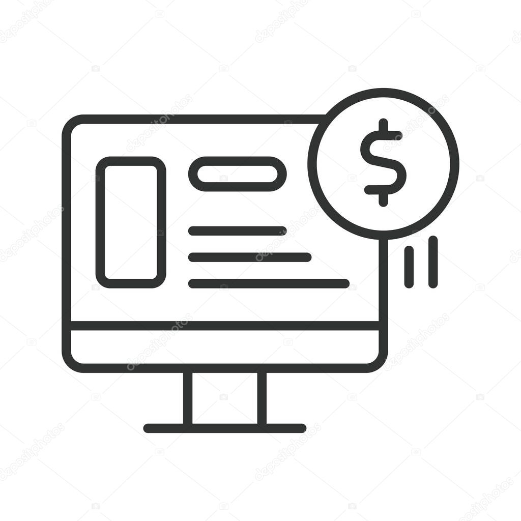 Online income, icon in line design. Passive income, freelance work, remote job, digital business, affiliate marketing, e-commerce on white background vector. Online income, editable stroke icon