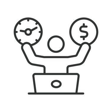 Bağımsız özgürlük, çizgi tasarımı ikonu. Serbest yaşam tarzı, dijital göçebe, bağımsız çalışma, esnek program, beyaz arka plan vektörü. Serbest Çalışan Bağımsız Özgürlük, Düzenlenebilir Vuruş simgesi
