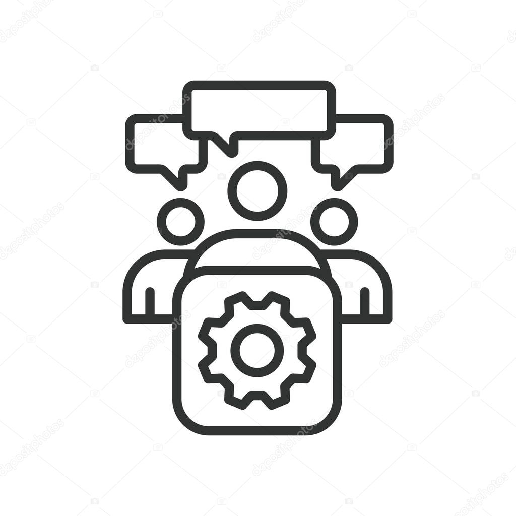 Communication app, icon in line design. Communication app, chat application, messaging app, voice chat, text message, mobile chat on white background vector. Communication app, editable stroke icon