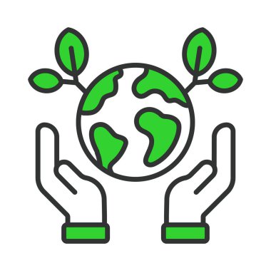 Dünya Çevre Günü, çizgi tasarımı yeşil. Dünya çevre günü, toprak, doğa, beyaz arka plan vektörü ekolojisi. Tema dünyası için gündüz düzenlenebilir vuruş simgesi