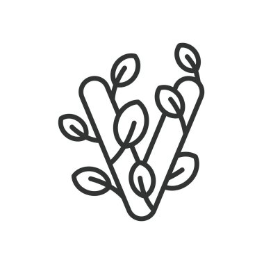 V-etiketi, satır tasarımı simgesi. V-Etiketi, vegan, vejetaryen, sertifika, gıda etiketi, bitki bazlı, beyaz arka plan vektörü onaylı. V-etiketi, düzenlenebilir vuruş simgesi