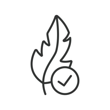 Temiz Etiket, satır tasarımı simgesi. Temiz etiket, şeffaflık, doğal malzeme, sağlıklı, katkı maddeleri yok, beyaz arka plan vektörü sertifikalı. Temiz Etiket, düzenlenebilir vuruş simgesi