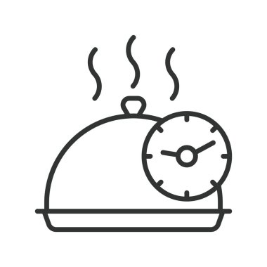 Hızlı yemek pişirme, çizgi tasarımı ikonu. Hızlı pişirme, hızlı yemek, hazır yemek, hazırlık, mutfak, beyaz arka plan vektörü tarifi. Hızlı Pişirme, Düzenlenebilir Vurma simgesi