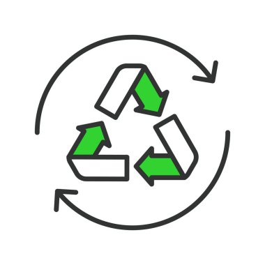 Recyclable, icon in line design green. Recyclable, recycling, eco-friendly, sustainability, reuse, green, waste on white background vector. Recyclable editable stroke icon