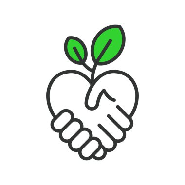 Adil ticaret, çizgi tasarımı ikonu. Adil ticaret, etik, sertifikalı, eşitlik, sürdürülebilir, çiftçiler, beyaz arka plan vektöründe sosyal sorumluluk. Adil Ticaret, düzenlenebilir vuruş simgesi