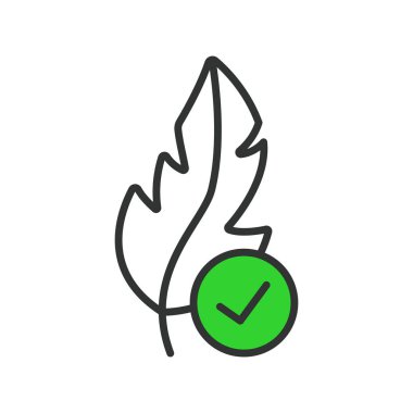 Temiz etiket, çizgi tasarımı yeşil simge. Temiz etiket, şeffaflık, doğal malzeme, sağlıklı, katkı maddeleri yok, beyaz arka plan vektörü sertifikalı. Temiz Etiket, düzenlenebilir vuruş simgesi