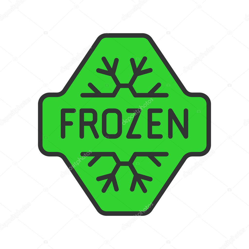 Frozen, icon in line design green. Frozen, cold, ice, snowflake, freeze, storage, chilled on white background vector. Frozen editable stroke icon
