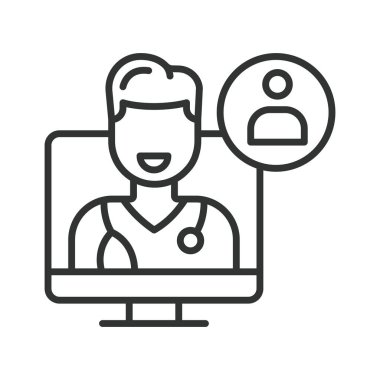 Kişisel doktor, tasarım ikonu. Özel doktor, aile doktoru, tıbbi danışma, beyaz arka plan vektörü olan online doktor. Kişisel doktor, düzenlenebilir vuruş simgesi