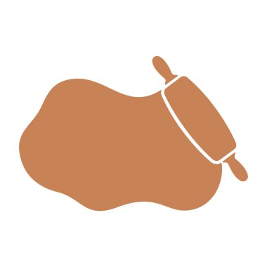 Merdaneli Hamur, çizim tasarımı. Hamur, merdane, fırın, hamur işi, yoğurma, un, beyaz arka planda mutfak. Merdaneli Hamur, vektör illüstrasyonu