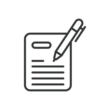 İçerik yazımı, satır tasarımı ikonu. İçerik yazma, makale oluşturma, blog yazma, dijital içerik, SEO yazma, beyaz arkaplan vektörü içeriği geliştirme. İçerik yazma, düzenlenebilir vuruş