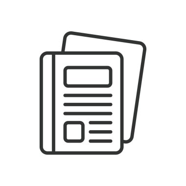 Dergi, tasarım ikonu. Dergi, yayın, makale, kapak, basın, medya, beyaz arka plan vektörü Dergisi düzenlenebilir vuruş simgesi üzerine gazetecilik