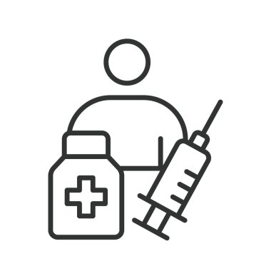 Eczacı profili, tasarım ikonu. Eczacı profili, eczacı, eczacı, sağlık sigortası, profesyonel, tıp doktoru, beyaz arka plan vektörü. Eczacı profili, düzenlenebilir vuruş simgesi