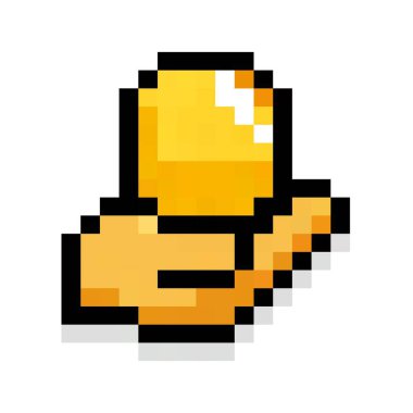 Piksel resim çanı simgesi. Uyarılar, alarmlar ya da hatırlatıcılar için 8-bit 'lik retro tarzı. Oyun varlıkları ve UI tasarımı için ideal.