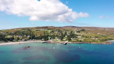Aerial view of Leabgarrow on Arranmore Island in County Donegal, Republic of Ireland.