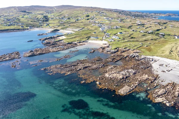 Vista Aérea Praia Cloughcorr Ilha Arranmore Condado Donegal República Irlanda — Fotografia de Stock