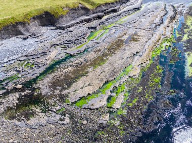 Aerial view of Storm beach by Carrowhubbuck North Carrownedin close to Inishcrone, Enniscrone in County Sligo, Ireland