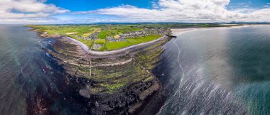Aerial view of Storm beach by Carrowhubbuck North Carrownedin close to Inishcrone, Enniscrone in County Sligo, Ireland