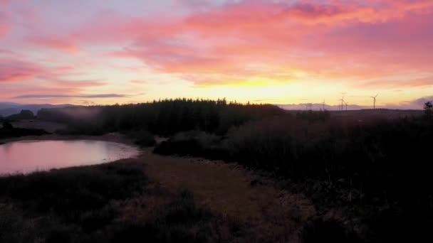 Aerial View Amazing Sunrise Bonny Glen County Donegal Ireland — Stock Video