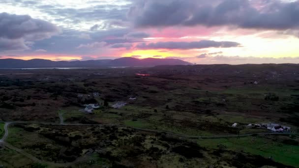 Aerial View Amazing Sunset Clooney Portnoo County Donegal Ireland — Stock Video